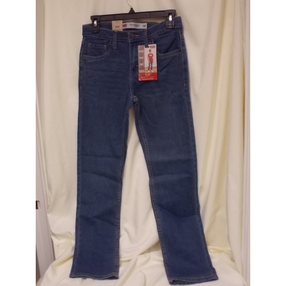 Levis 511 Slim Fit Performance Jeans Boys Size 14 Regular 27x29 Blue Denim NWT